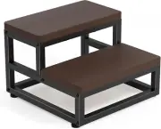 2-Step Waterproof HDPE Step Stools for Adults Kids, Heavy Duty Metal Frame Stepp