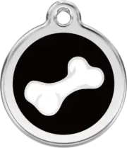 Red Dingo 2D Bone Tag Black - Lifetime Guarantee - Cat, Dog, Pet ID Tag Engraved
