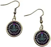 [xiaojiumei] 2 Colors Glass Necklace Steampunk Drama Gravity Falls Mysteries Bill Cipher Wheel Time Gems Pendant Earring