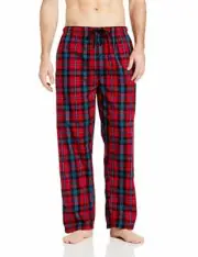 HANES MEN'S WOVEN PLAID PAJAMA PANTS,RED/BLUE PLAID,COMFORT FLEX WAISTBAND LARGE
