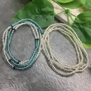 2 PC Handmade Plus Waist Beads Jewelry African Boho Bracelet Anklet Set New 8604