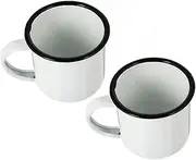 Parliky 2Pcs Vintage Enamel Cups Retro Handheld Water Mugs for Camping Home Use Ergonomic Design for Tea and Beverages Stylish Practical Drinkware