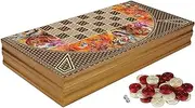 LaModaHome Turkish Backgammon Set, Laila Picture Wooden, Board Game for Family Game Nights, Modern Elite Vinyl Unscratchable Tavla for Adults and Couples, Magnetic Closing Meachanism