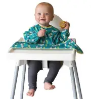 Tidy Tot: Long Sleeve Cover & Catch Bib - Dancing Zebras
