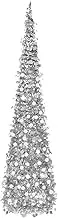 Chicatoso Artificial Christmas Tree, 5ft Pop Up Tinsel Christmas Tree, Collapsible Artificial Pencil Skinny Xmas Trees for Home Decor Indoor Holiday Party Decorations