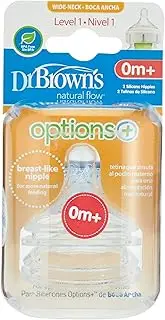 Dr Brown’s Level 1 Wide-Neck Options Plus Teat, 2 Pack