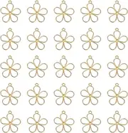 [uxcell] 50 Pcs Hollow Flower Charm Open Bezel Frame Pendants for Resin Earring Jewelry Making Necklace Bracelet Accessories DIY Crafts, Light Gold