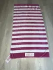 Rae Dunn "Hello Sunshine" Pink & White Striped Beach Towel 36 x 68 NWT