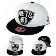 Mitchell & Ness NBA Brooklyn Nets White Fitted Hat Classic 2 Tone Classic Cap