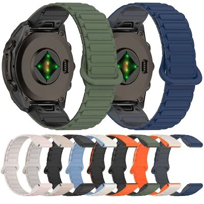 26mm Quick Fit Rugged Magnetic Silicone Strap for Garmin Fenix 8 51mm/ 7X/6X/ 5X