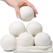 QIXIAOTOUQI Wool Tumble Dryer Balls 6 Pack Tumble Dryer Balls Organic Laundry Fabric Softener for Laundry to Reduce Drying Time, Wrinkles and Static, Soften Fabric, Reduce Tangle and Make Clothes Fluffy