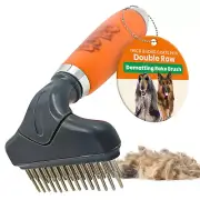 Double Row Dematting Rake for Dogs Cats Undercoat Grooming Brush Safe Deshedding