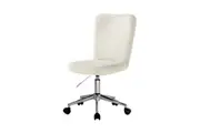 Oikiture High Back Armless Home Office Chair Boucle White&Silver