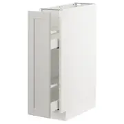 METOD base cabinet/pull-out int fittings, white/Lerhyttan light grey, 20x60x80 cm