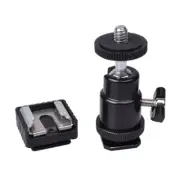 Ball Head LED Light Flash Bracket Camera Holder Mount 1/4" Hot Shoe Adapter