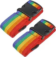 [Dokpav] Heavy Duty Luggage Straps for Suitcases Packing Belts Travel Accessories Adjustable Bag Strap 2 Pack Rainbow