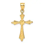 14K Yellow Gold D/C Cross W/ Fancy Edges Charm