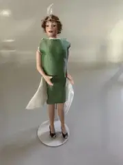 Dollhouse doll 1:12 - Flapper Lady in Light Green Roaring 20s Dress & Headband