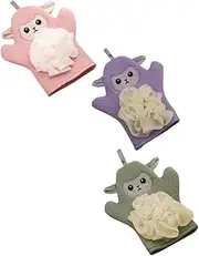 3Pcs Cartoon Bath Gloves Dual Use Bath Towels and Scrubbing Gloves for Soft and Fun Bathing Experience