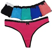[Generic] 6 x Womens Lace Top G String - Thong Sexy Cotton Assorted Undies Underwear Large Multicoloured