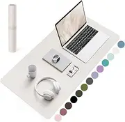 Non-Slip Desk Pad,Mouse Pad,Waterproof PVC Leather Desk Table Protector,Ultra Thin Large Desk Blotter, Easy Clean Laptop Desk Writing Mat for Office Work/Home/Decor (Apricot Gray, 80 x 40 cm)