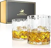 Whiskey Glasses Gift Set - Premium Old Fashioned Whisky Tumbler Gifts for Men or Woman Birthday; Rocks Whiskey Gift Box Set of 2 | Lead-Free Crystal Glasses for Bourbon, Scotch, Cocktail Set