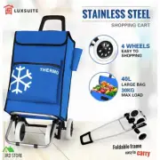 Shopping Trolley Cart Foldable Grocery Bag Portable Market Luggage Basket 4 Whee