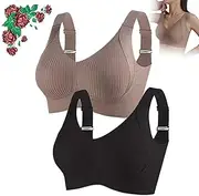 [Wryhaul] Floralshe Brasier, Floralshe Bra, Women's Solid Color Four Rows Adjustable Wireless Bra, Soft Seamless Full Coverage Ribbed Bralettes