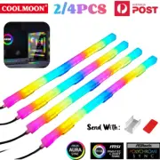2/4PCS COOLMOON LED Strip Magnetic Computer RGB Light Bar 4Pin 5V/3PIN 30CM PC