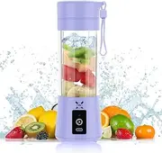 Portable Personal Fruit Blender, Mini USB TYPE C Rechargeable Portable Electric Fruit Smoothie Blender Mixer Juicer, Mini Blender for Shakes and Smoothies, 6 Blades, 380Ml Traveling, Charger Included