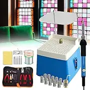 Stained Glass Grinder Machine, Professional Stained Glass Starter Kit, with Glass Grinder Machine Glass Cutter Tool Kit Soldering Iron Kit Copper Foil Tape Solder Wire Finger Sleeve