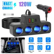 Dual USB PD Car Cigarette Lighter Socket Splitter Power Adapter Outlet Charger@