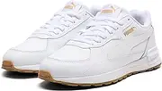 [PUMA] Women's Graviton Shoes, White-Black-Nimbus Cloud-Glacial Blue-Lotus, 8.5, White-White-Team Gold