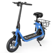 VALK Electric Scooter with Seat, Disc brakes, 12 Inch Tyres, Blue