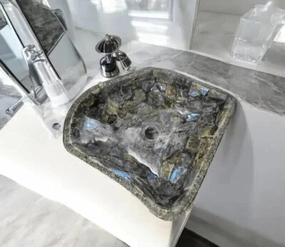 Labradorite stone sink, Labradorite wash basin, Gemstone Sink, Semi precious