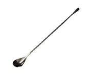 Stainless Steel Spiral Long Handle Mixing Stir Cocktail Spoon Bar Bartender Tool-Black - Black