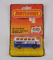 Matchbox British Airways Airport Coach on Card Superfast No. 65 1983 White Blue