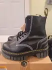 Dr. Martens Audrick White Stitch 8-Eye Platform Boot Black Leather Womens Size 8