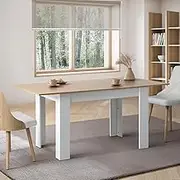 Oikiture 160 Dining Table with Extendable Top Home Kitchen Wooden Table