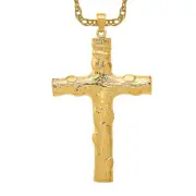 14K Solid Yellow Gold Tree of Life Cross Necklace