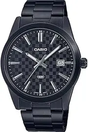 [Casio] MTPVD03B-1A Analog Black Band Unisex Watch, Black Dial, 48 × 41 × 9.6 mm