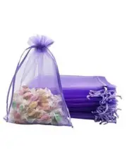 100PCS Lavender Organza Bags 5X7 inches Small Mesh Gift Bags Drawstring Lilac