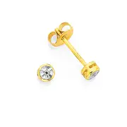 9ct Two Tone Gold Diamond Bezel Stud Earrings