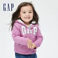 在飛比找蝦皮商城優惠-Gap 女幼童裝 Logo仿羊羔絨連帽外套-粉色(73285