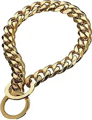 Dog Training Collar - 34 Inch Dog Collar Chain - Stylish Stainless Heavy Duty Chain Fits 30in Neck for Small Large Breed Nighttime Safety Behavior Correction Puppy