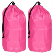 2pcs Large Clothes Storage Drawstring Bag Clothing Blankets Organizer Bag, Pink