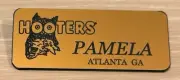 *RARE* PAMELA HOOTERS Uniform Collectible Pin Badge GOLD Atlanta GA NAME TAG