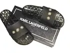 KARL LAGERFELD WOMEN TULA OPEN TOE SLIP ON FLAT POOL SLIDES SHOES SIZE 5M