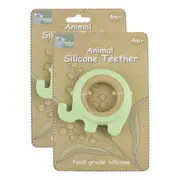 2x Koala Dream Silicone/Wooden Elephant Baby/Toddler Chew Teether Toy Green 4m+