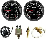 ELING 110mm Gauge Set 0-200MPH GPS Speedometer Odometer with 8000RPM Tachometer Fuel Level Oil Pressure Water Temp with Backlight for Car Motorboats (Black+Black, 0-200MPH Gauge and Sensor Set)